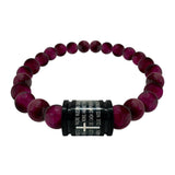 Pulsera bolas color Padre Nuestro acero