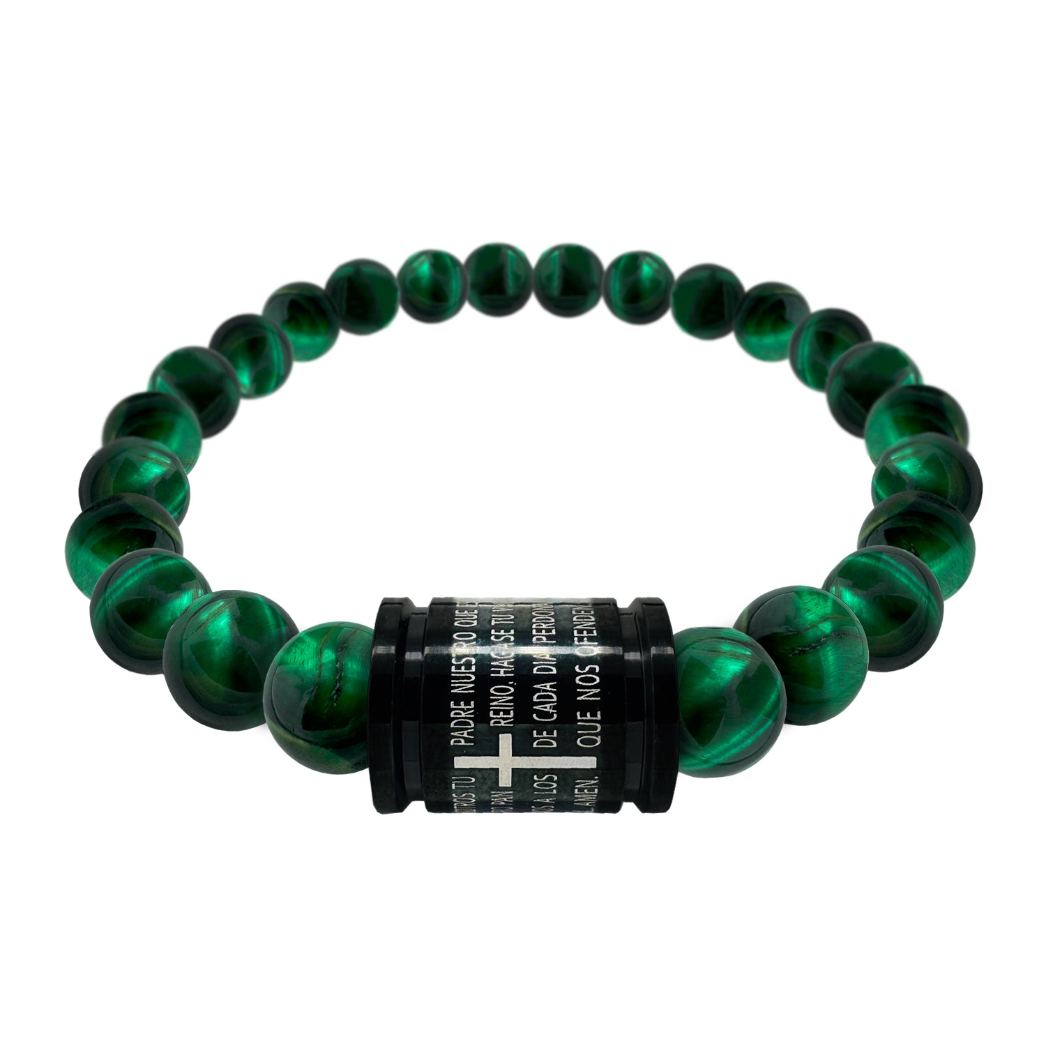 Pulsera bolas color Padre Nuestro acero