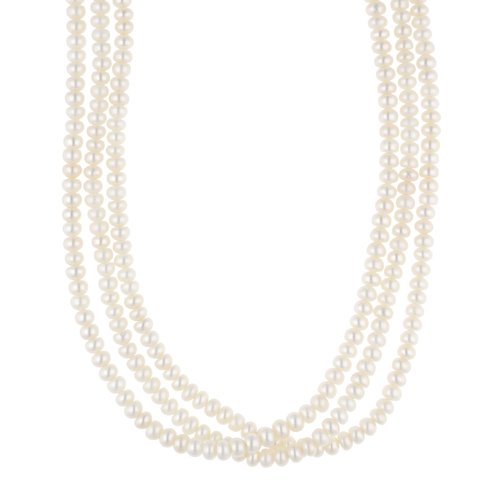 Choker 3 hilos perlas blancas 5 mm
