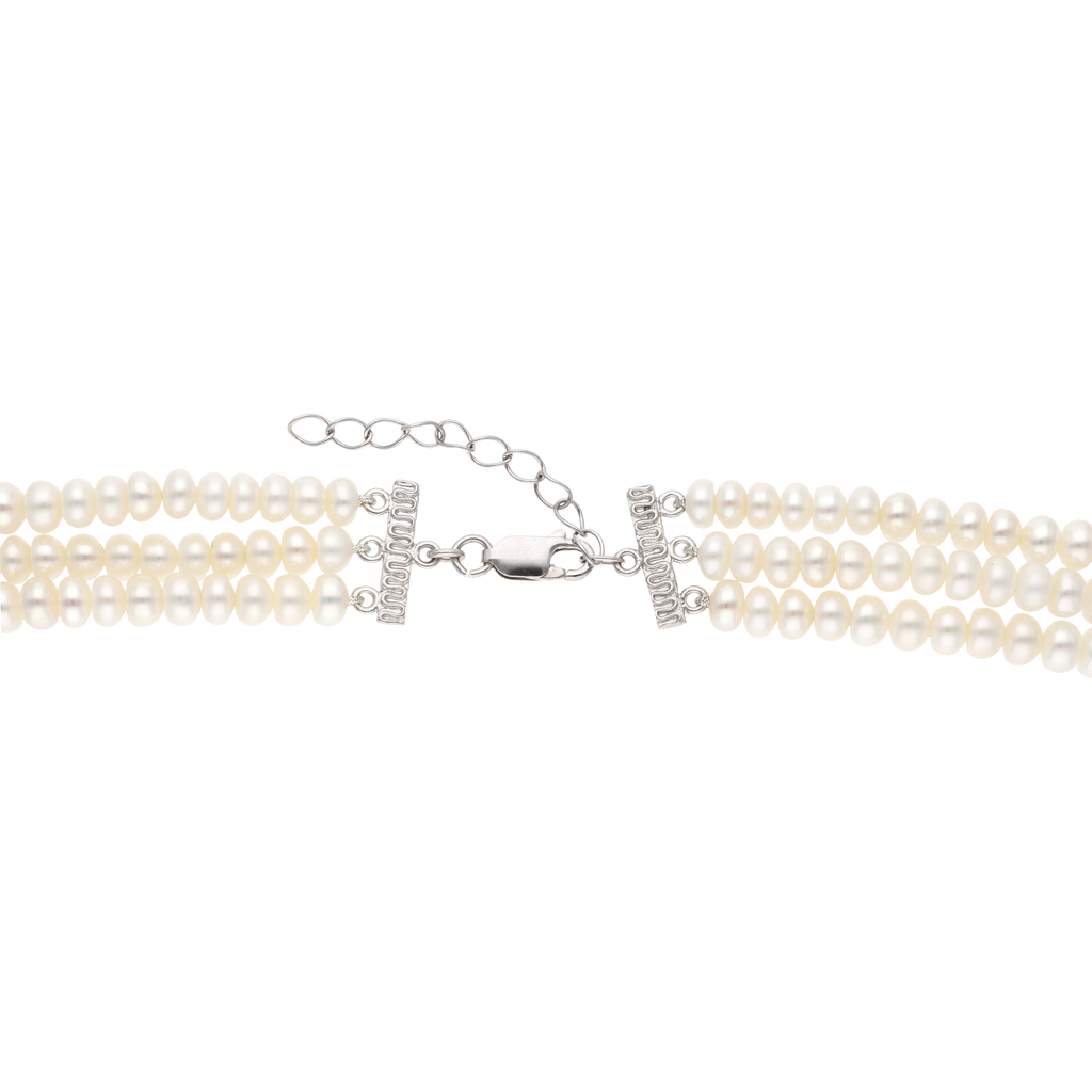 Choker 3 hilos perlas blancas 5 mm