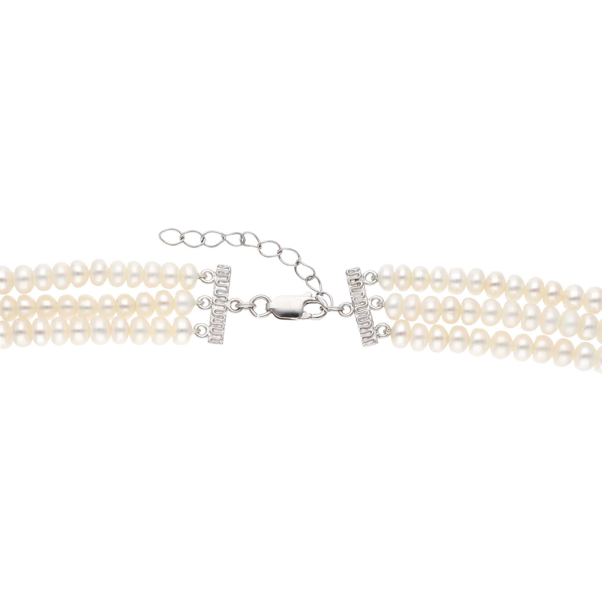 Choker 3 hilos perlas blancas 5 mm