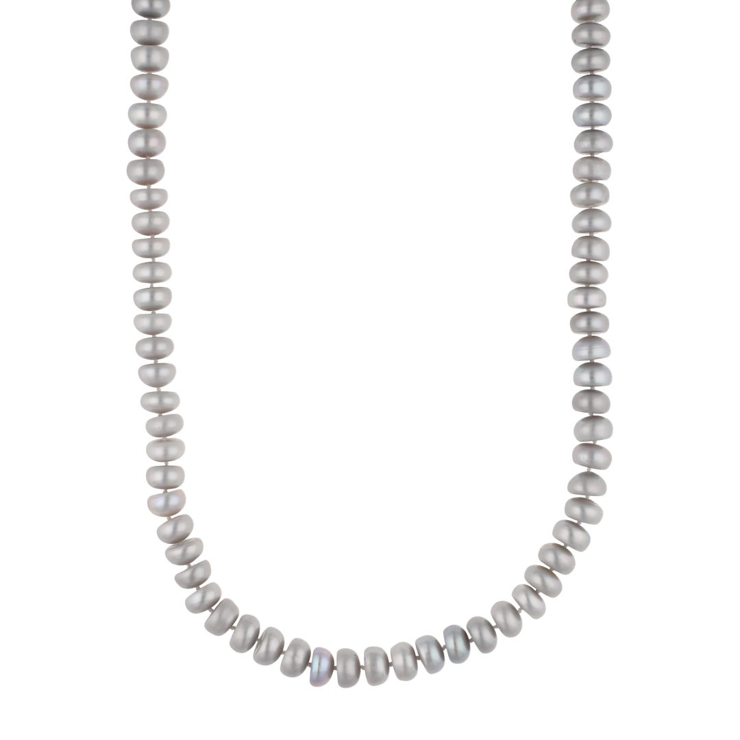 Collar perlas donas grises