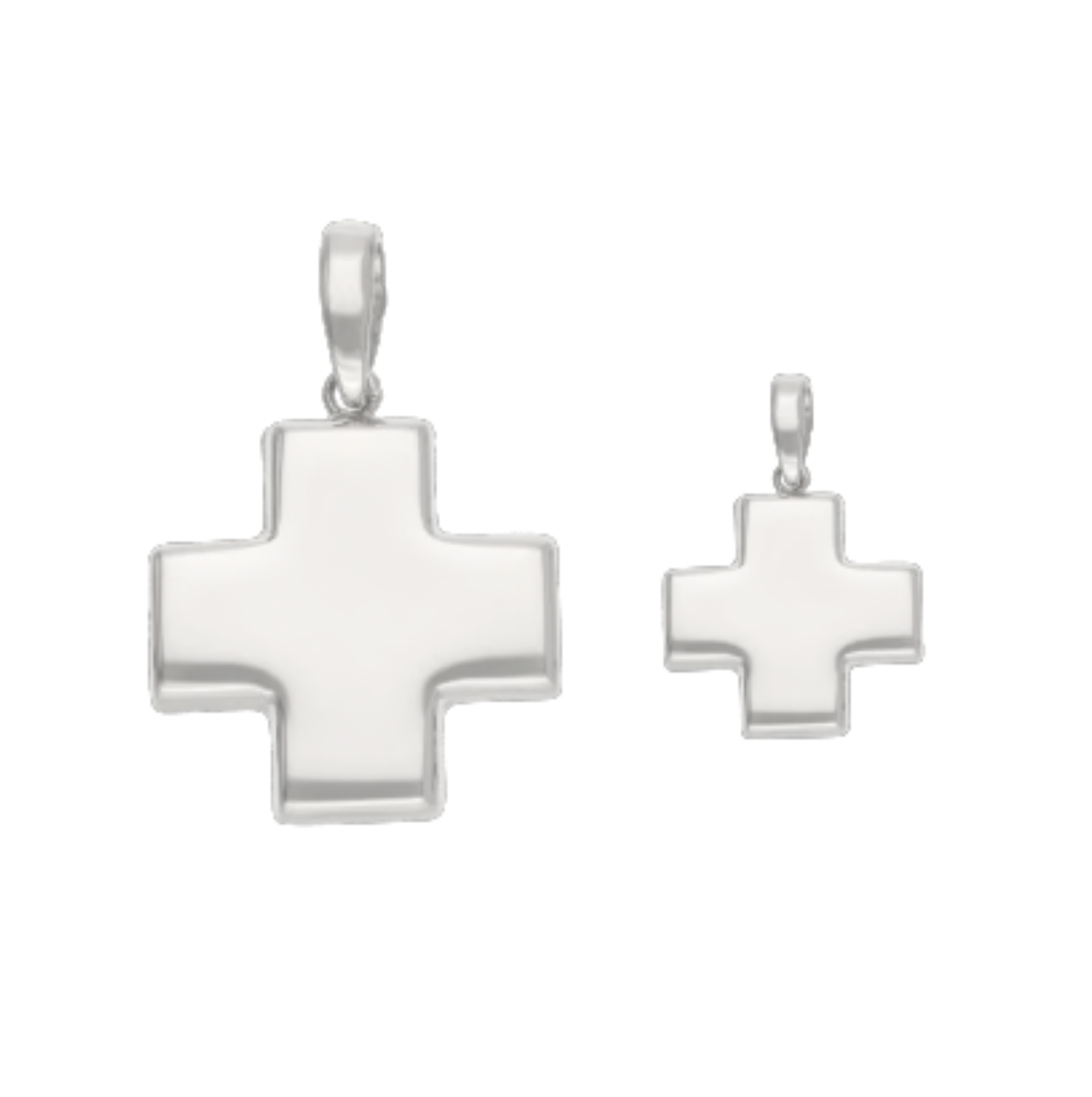 Cruz roja hueca oro blanco 14K