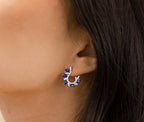 Aretes media luna circonias gota plata
