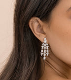 Aretes chandelier largos circonias plata