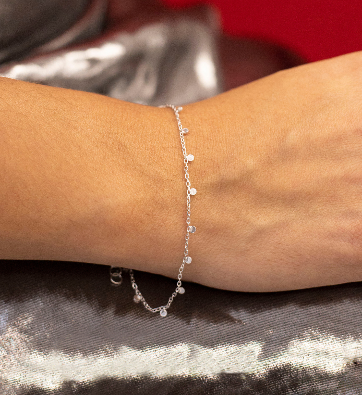 Pulsera dijes círculitos colgantes plata