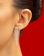 Aretes largos 3 filas plata