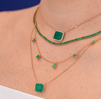 Collar dijes colgantes esmeraldas 14K