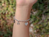 Pulsera rolo corazón plata dijes niños