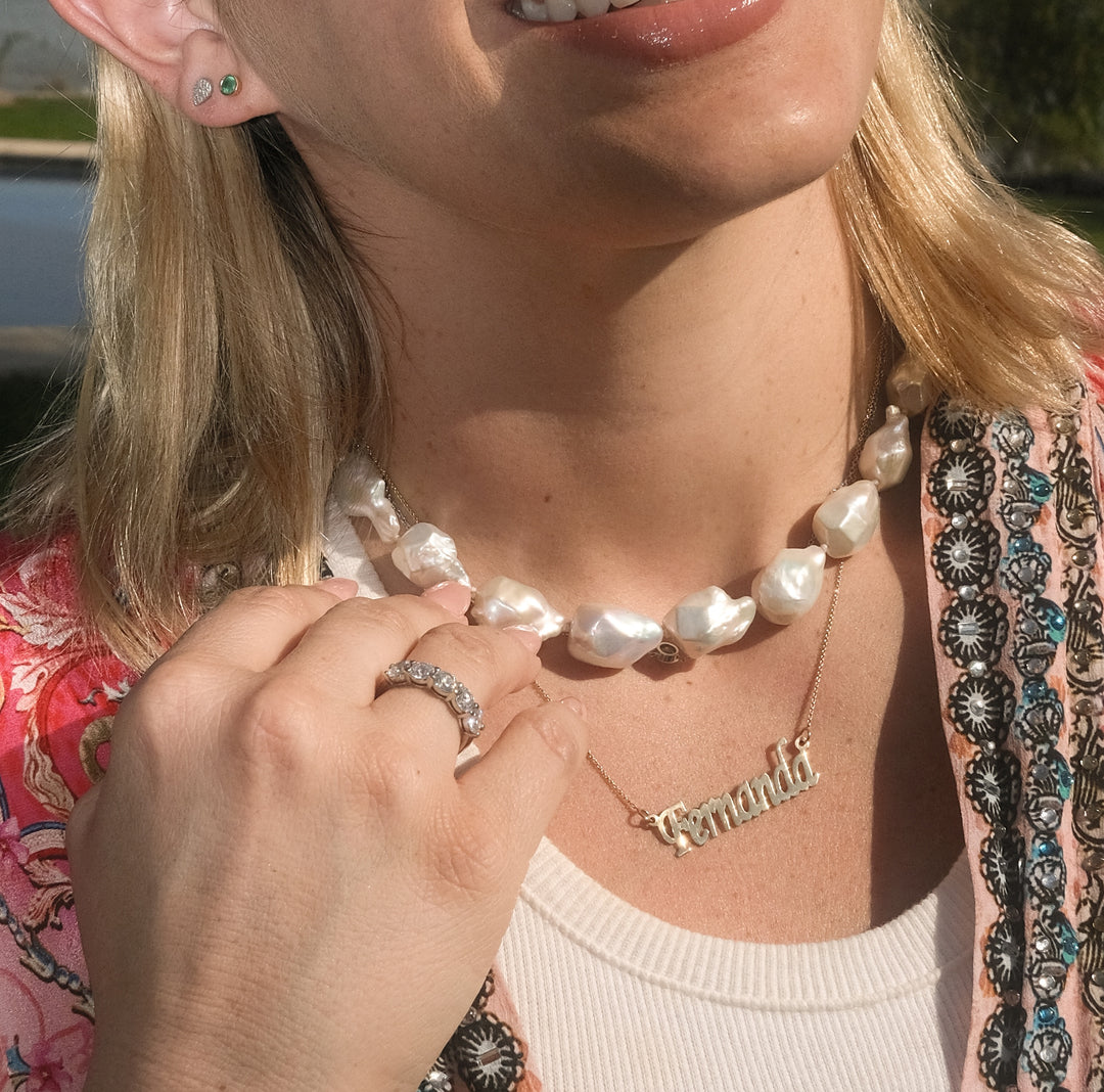 Collar perlas barroca blancas
