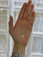 Collar cruz lisa 14K