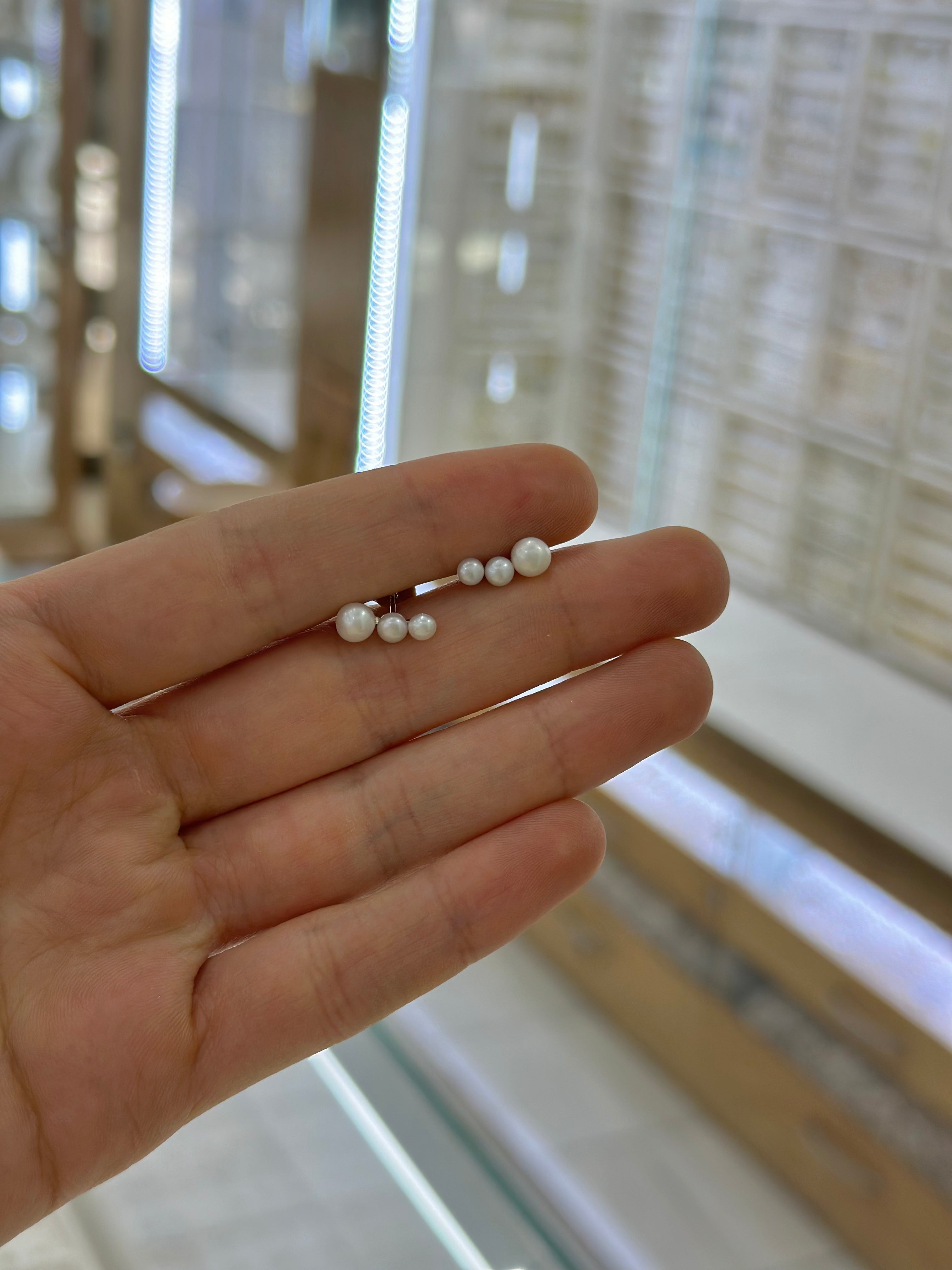 Ear climber 3 perlas plata