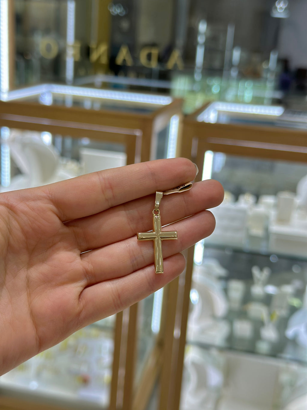 Cruz larga lisa 14K