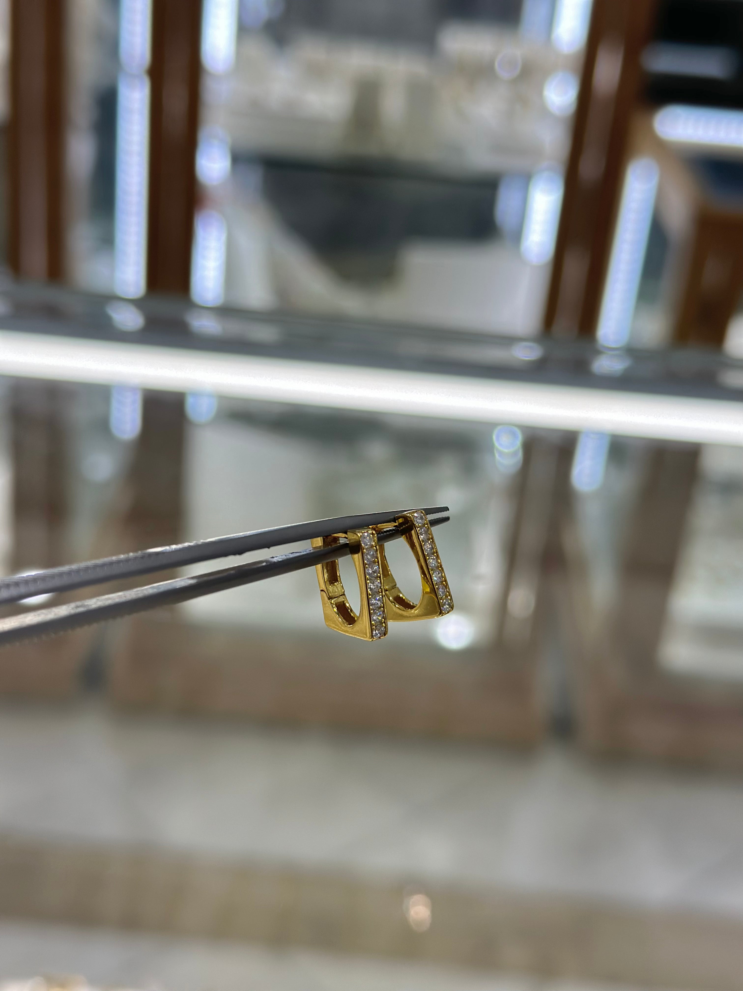 Arracadas cuadradas circonias plata