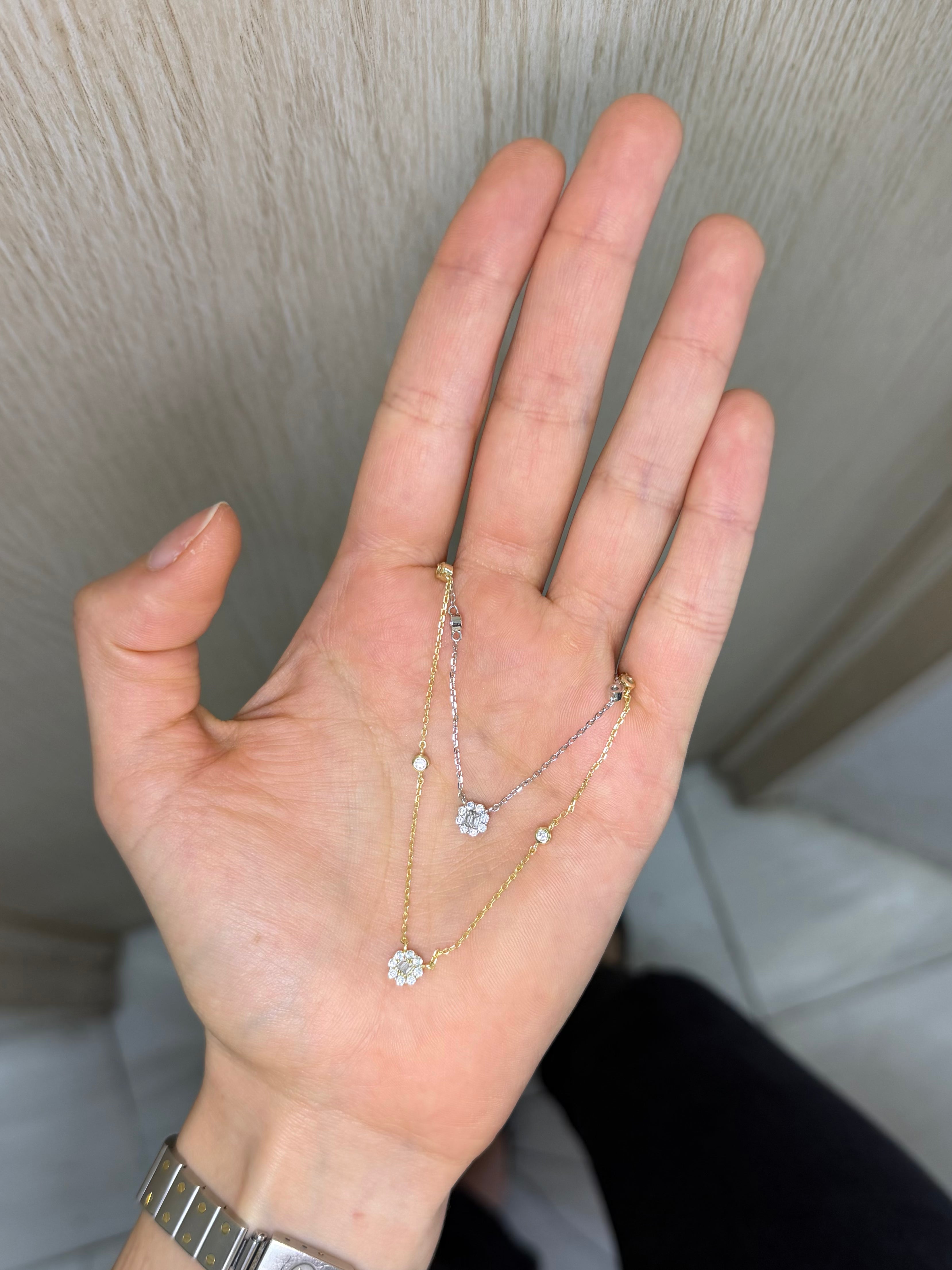 Collar flor circonias plata