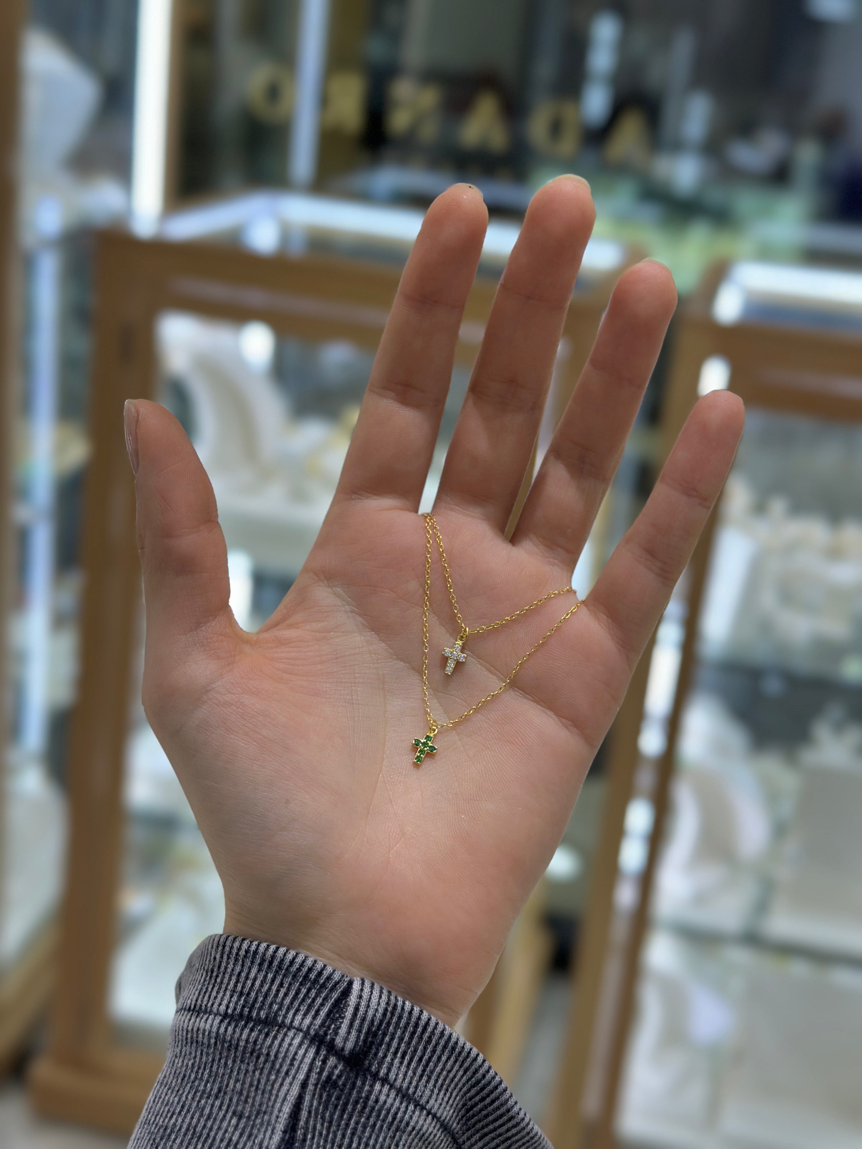 Collar plata cruz mini circonias