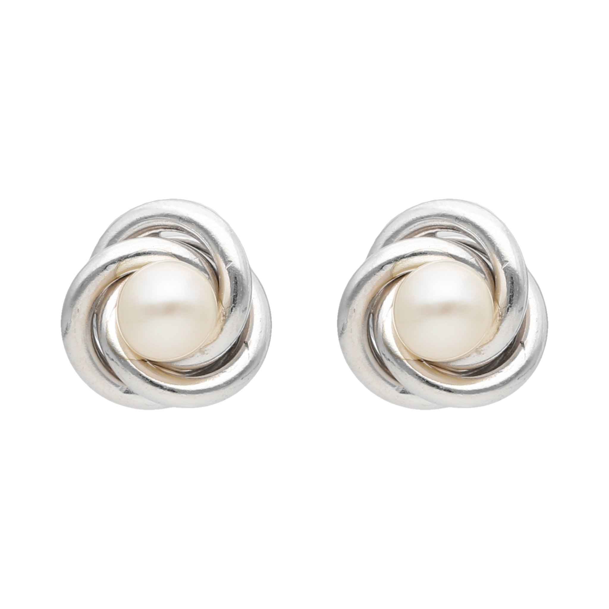 Broquel nudo perla plata