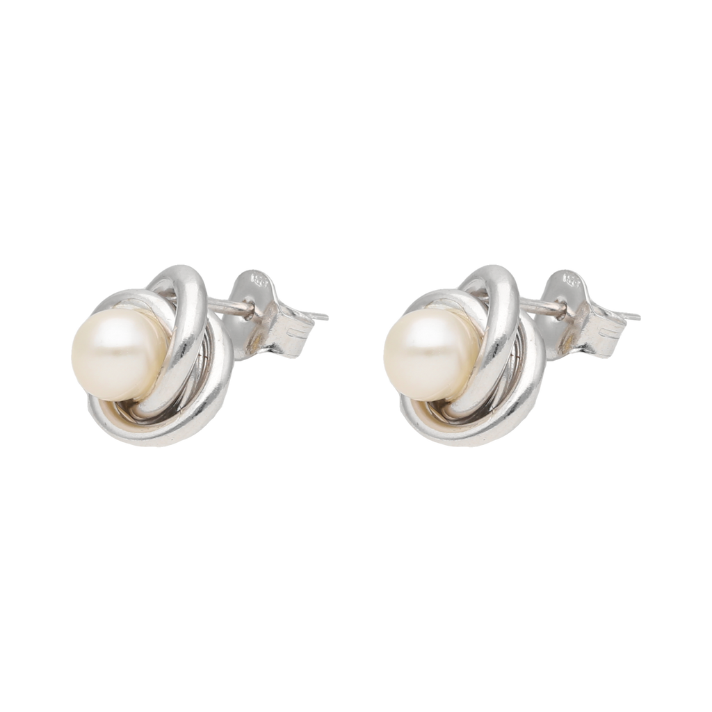 Broquel nudo perla plata