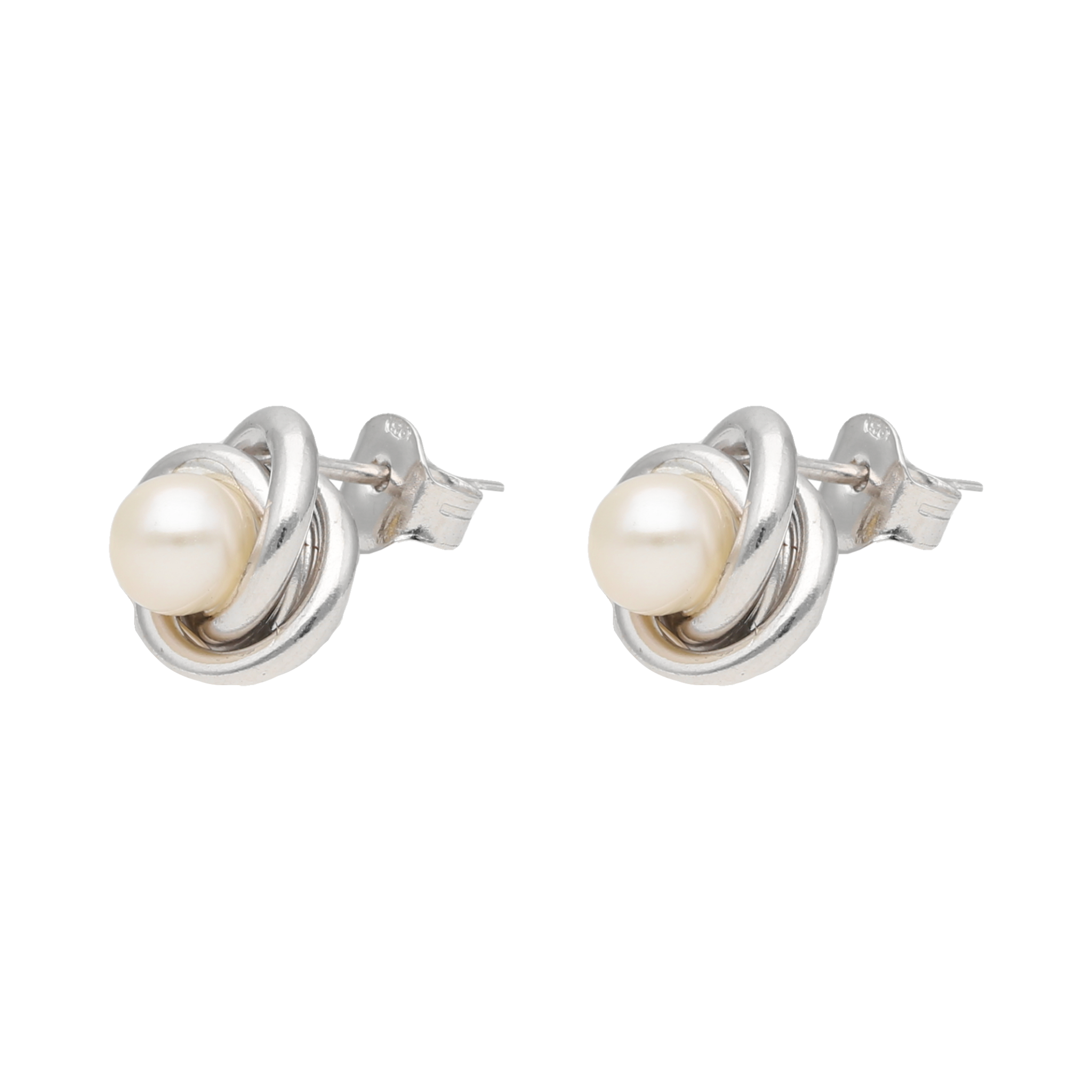 Broquel nudo perla plata