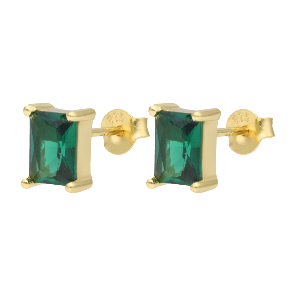 Broquel circonia verde 4 uñas plata