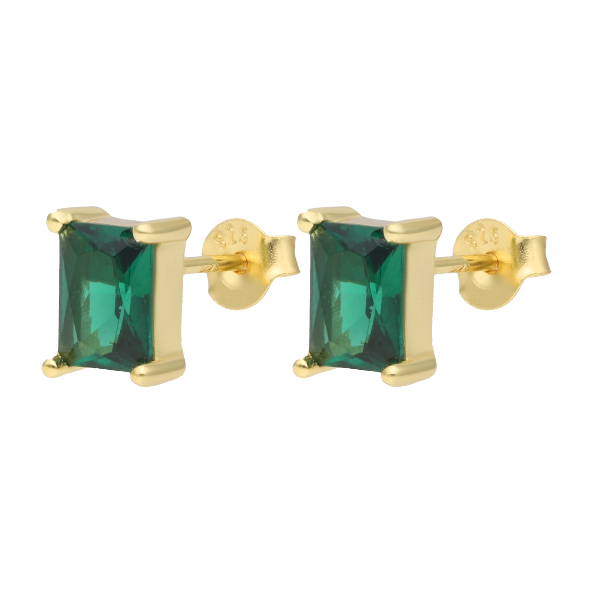 Broquel circonia verde 4 uñas plata