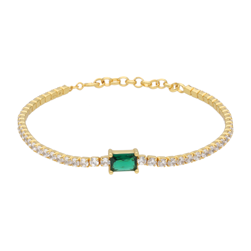Pulsera plata amarilla circonias 14K