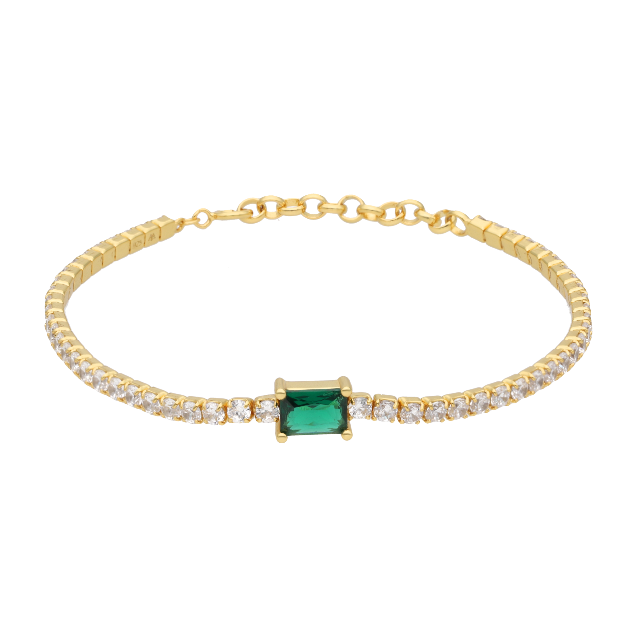 Pulsera plata amarilla circonias 14K