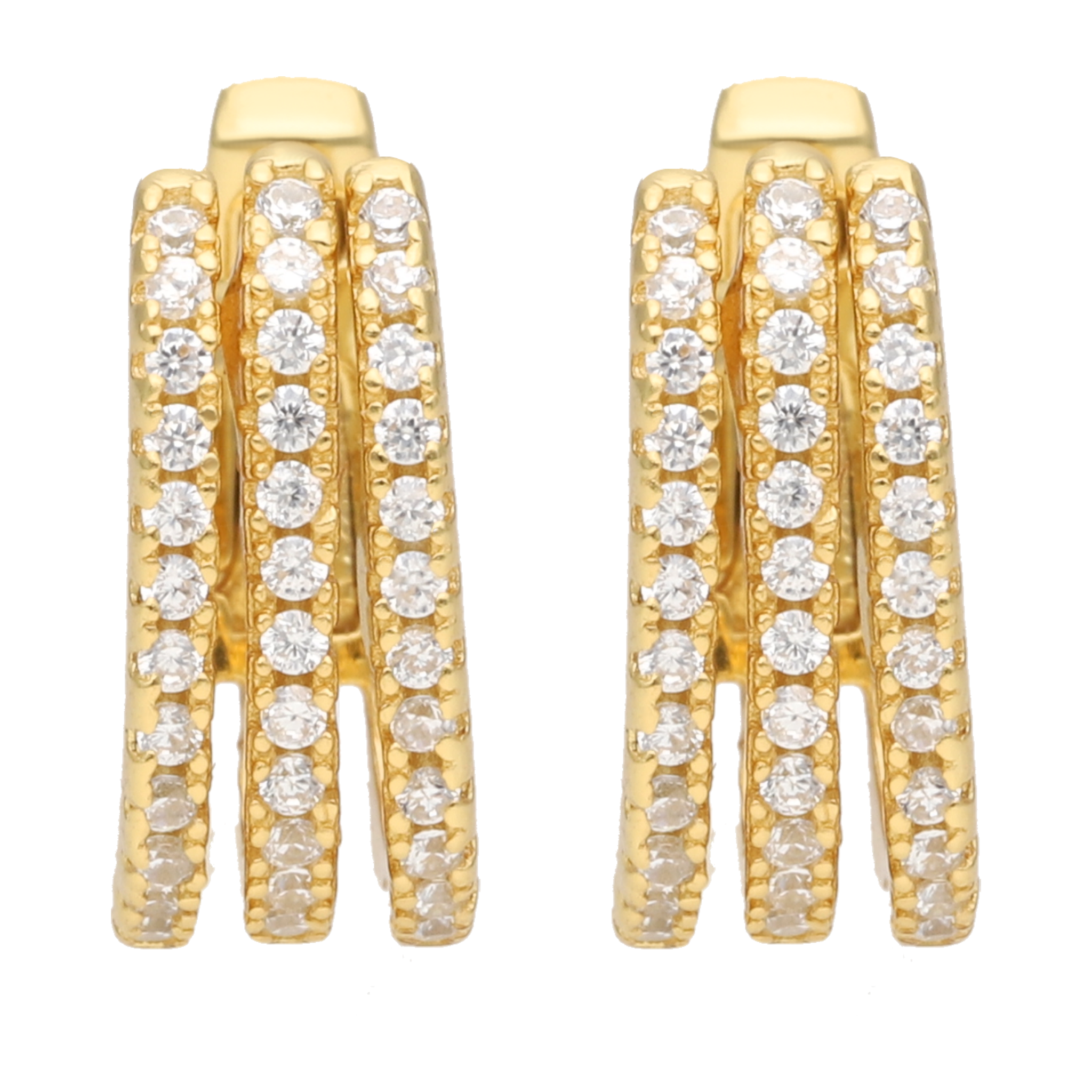 Earcuff 3 filas circonias plata