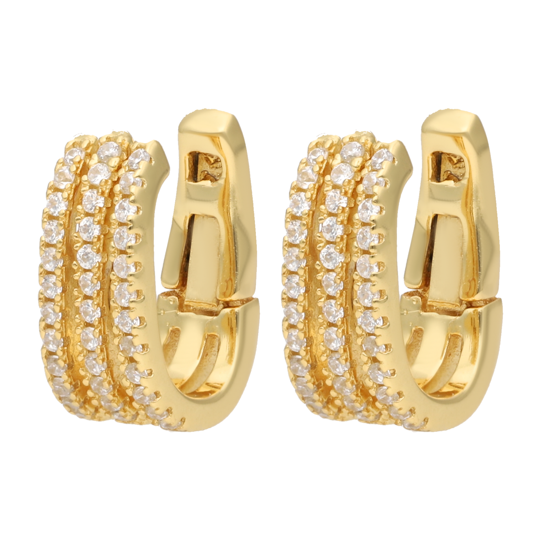 Earcuff 3 filas circonias plata