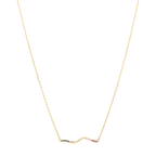 Collar barra curveada circonias colores plata
