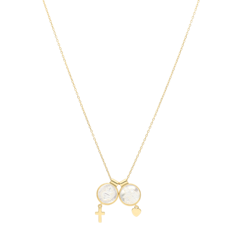 2 escapulario redondo plata Virgen del Carmen, Sagrado Corazón y dijes colgantes