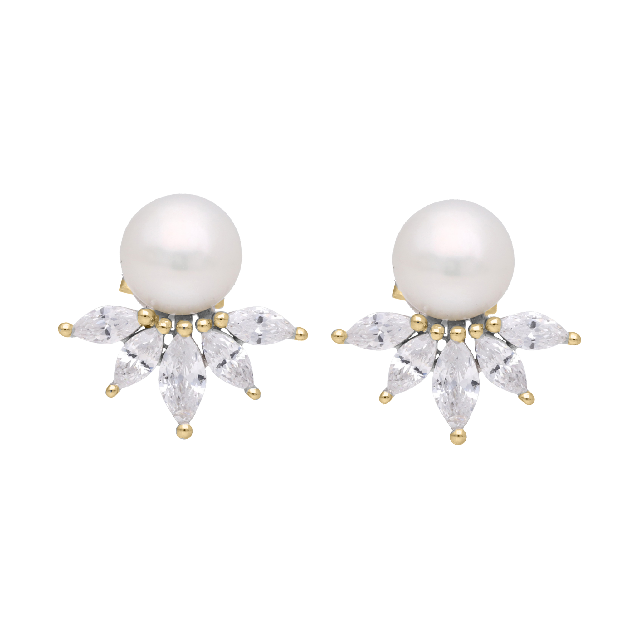 Broquel perla blanca y circonias plata