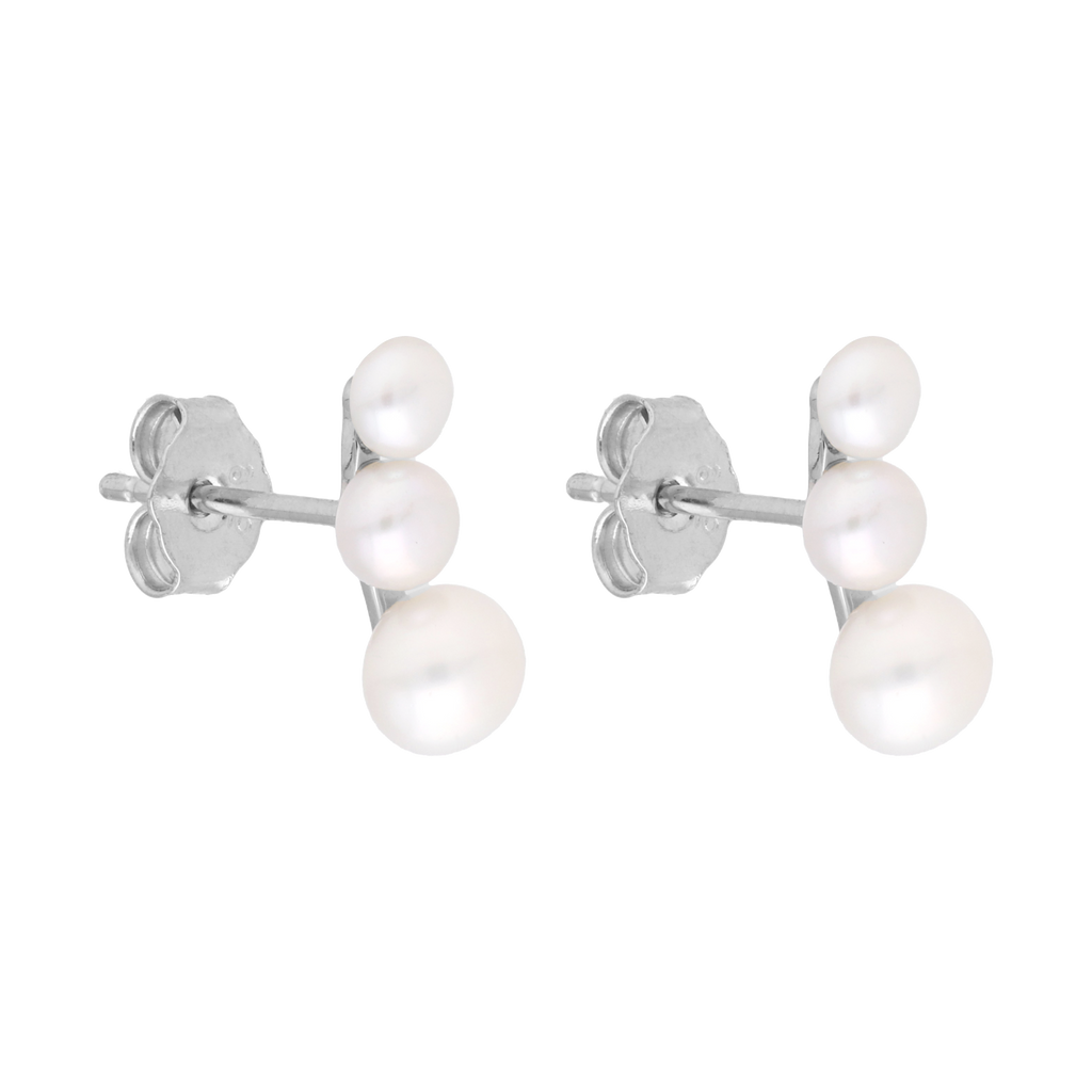 Ear climber 3 perlas plata