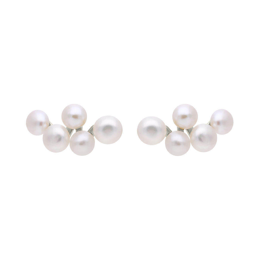 Ear climber perlas desnivel plata