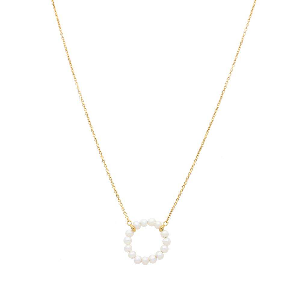 Collar círculo perlas blancas plata