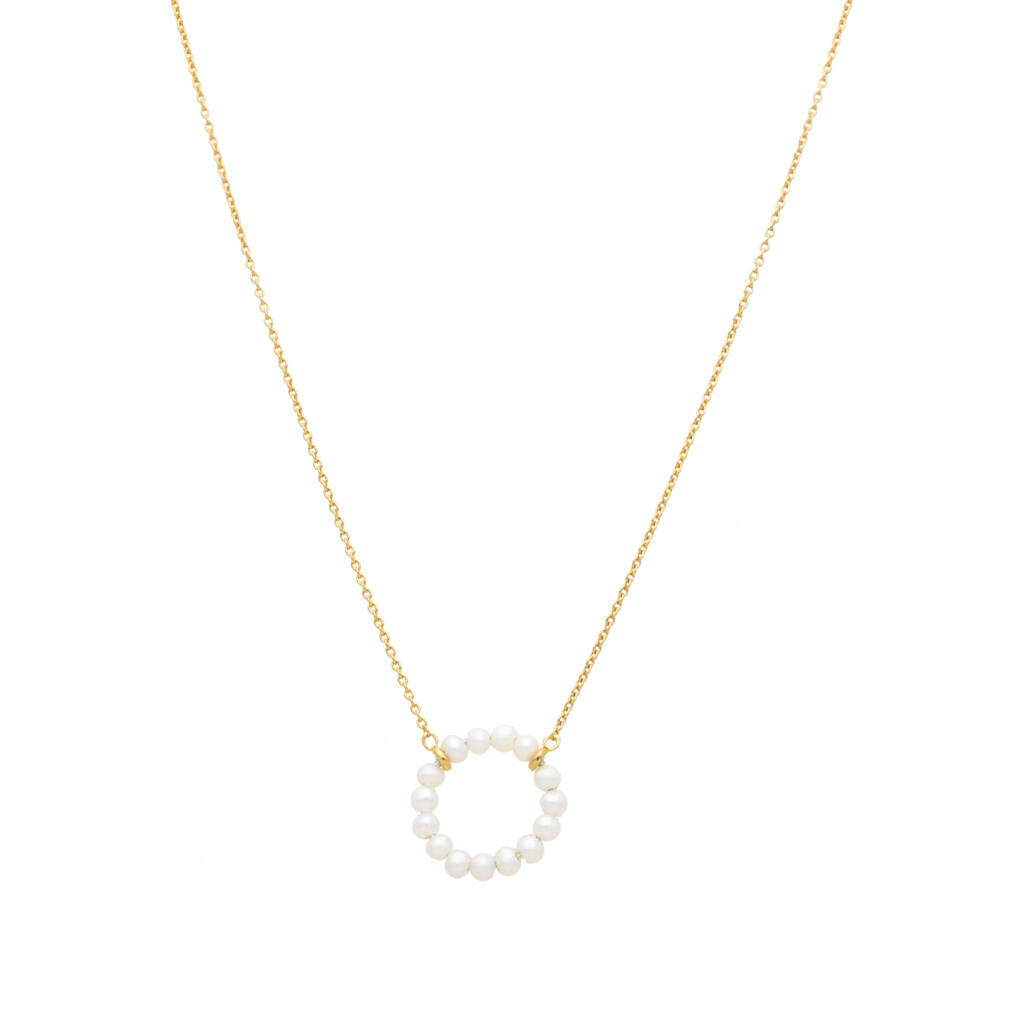 Collar círculo perlas blancas plata