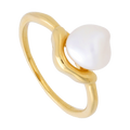 Anillo perla blanca aro ondeado plata