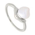 Anillo perla blanca aro ondeado plata