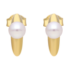 Medias arracadas perla y plata amarilla