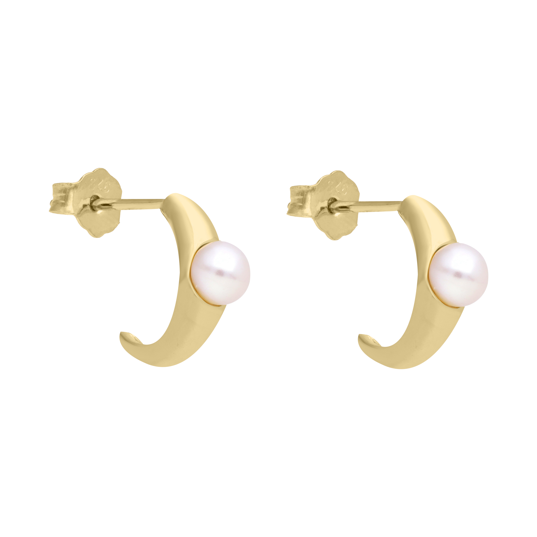 Medias arracadas perla y plata amarilla