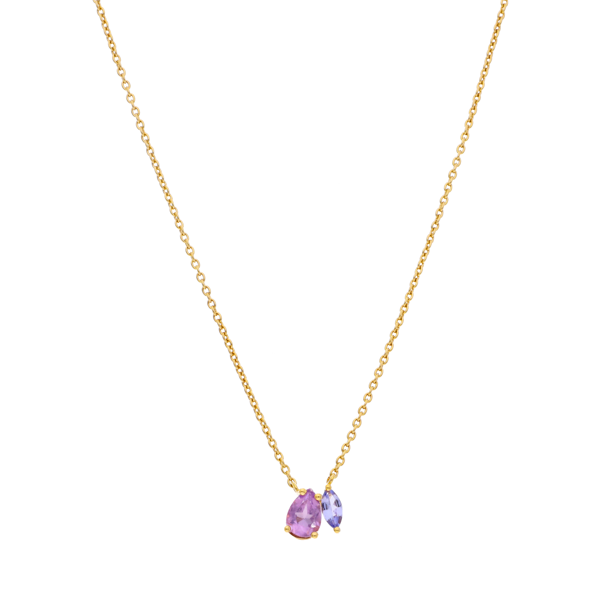 Collar dije circonias violeta plata amarilla
