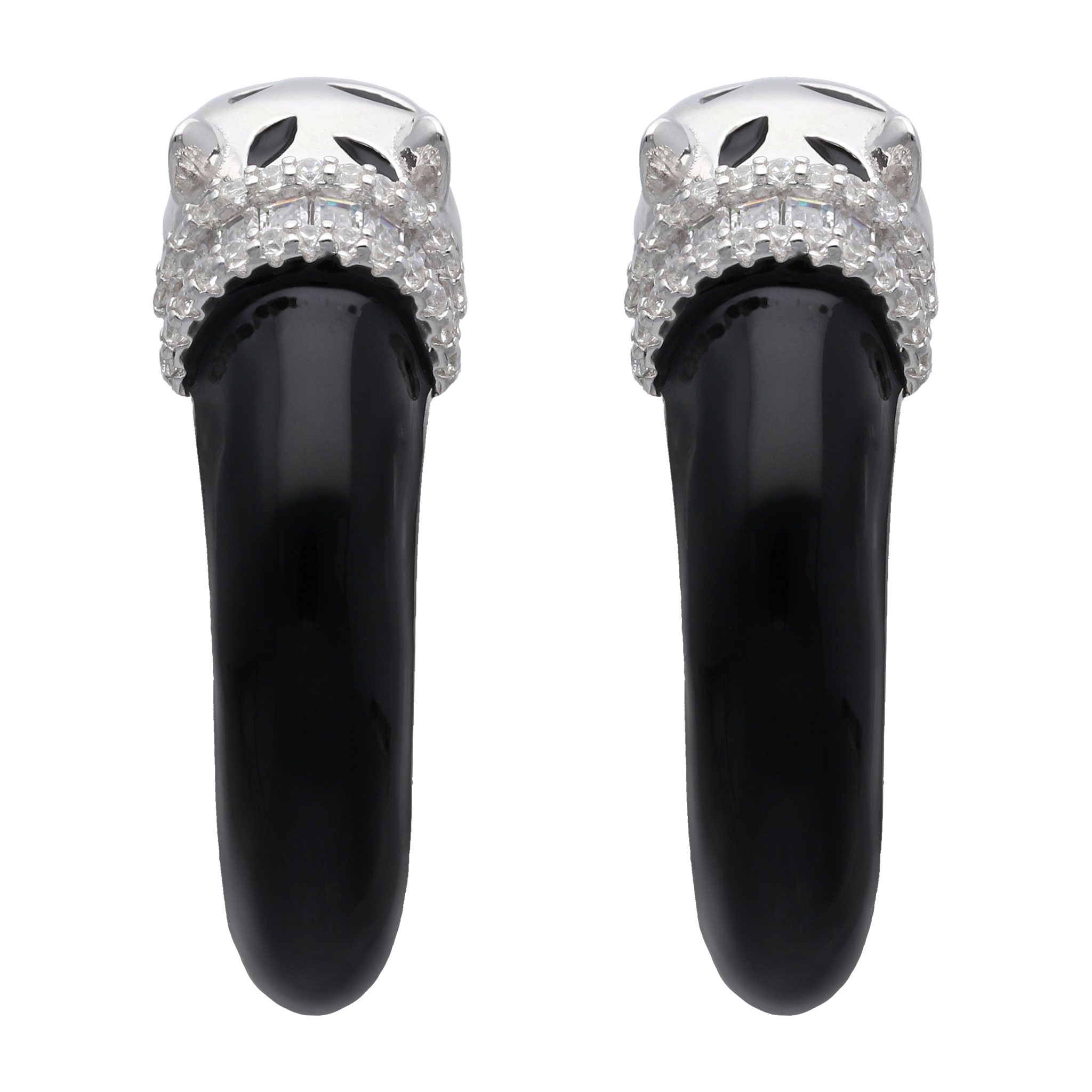 Arracadas pantera ónix plata