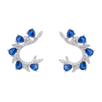 Aretes media luna circonias gota plata
