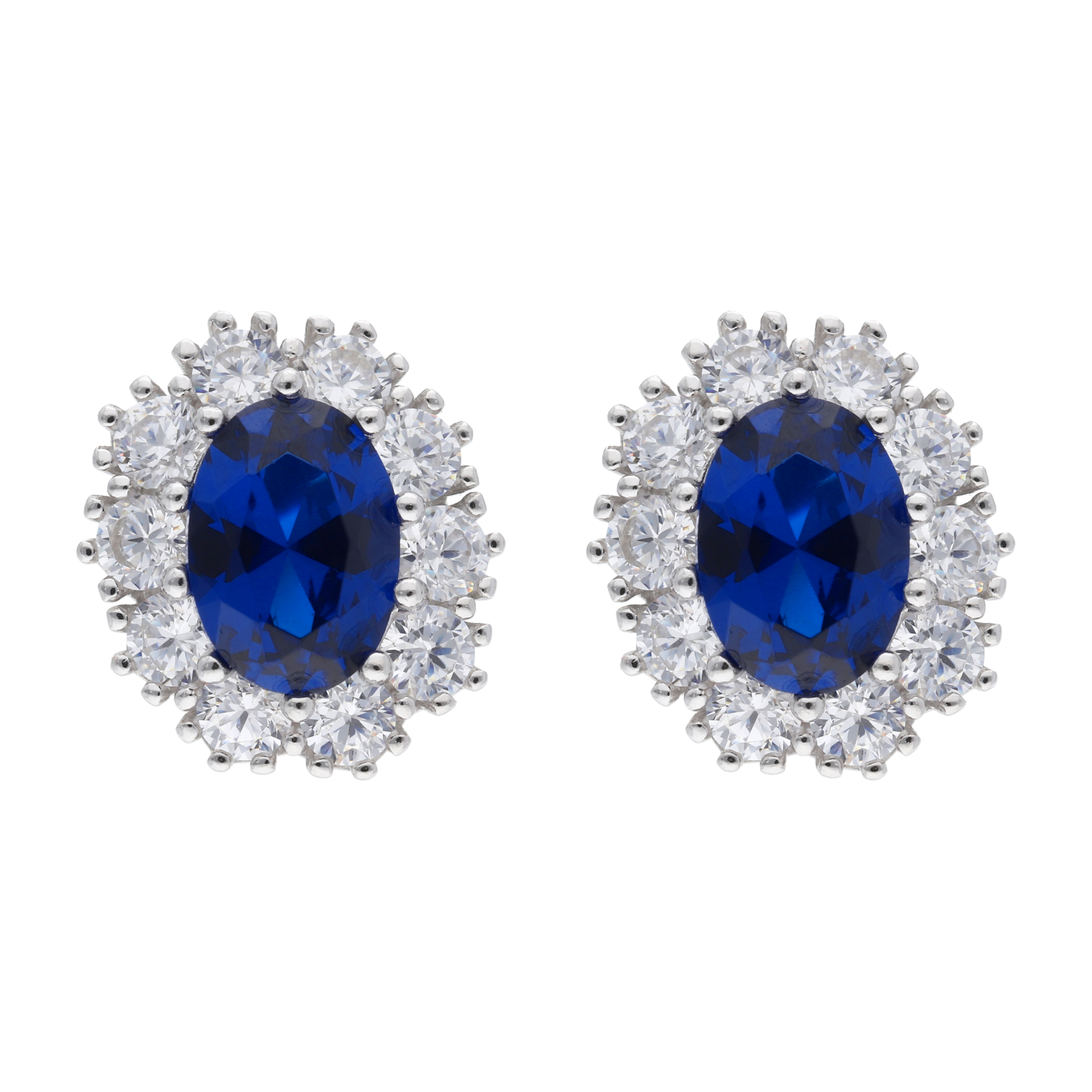 Broquel circonia azul y blancas plata