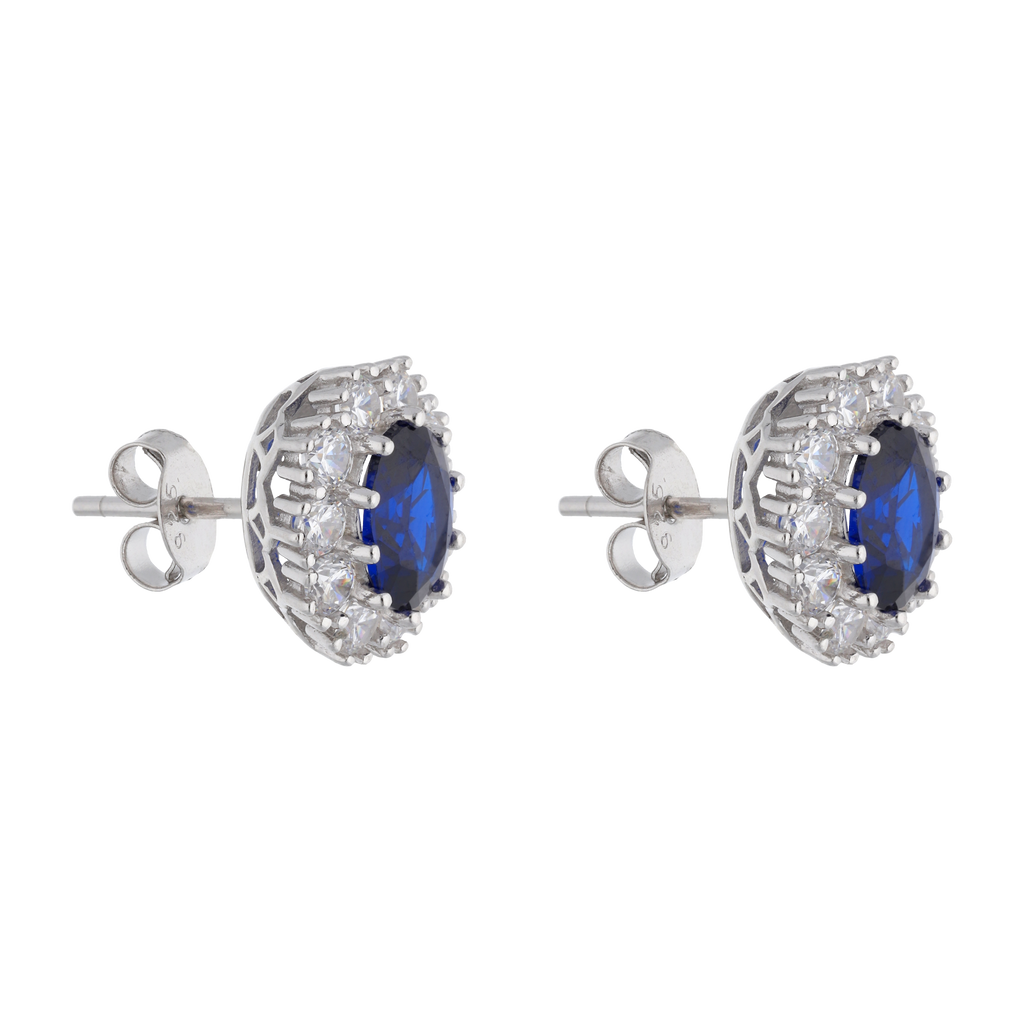 Broquel circonia azul y blancas plata