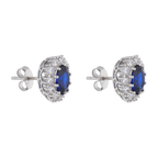 Broquel circonia azul y blancas plata