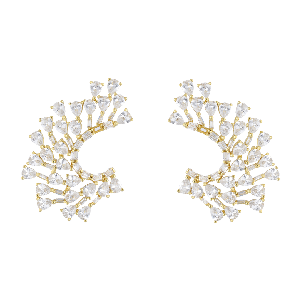 Aretes media luna circonias plata
