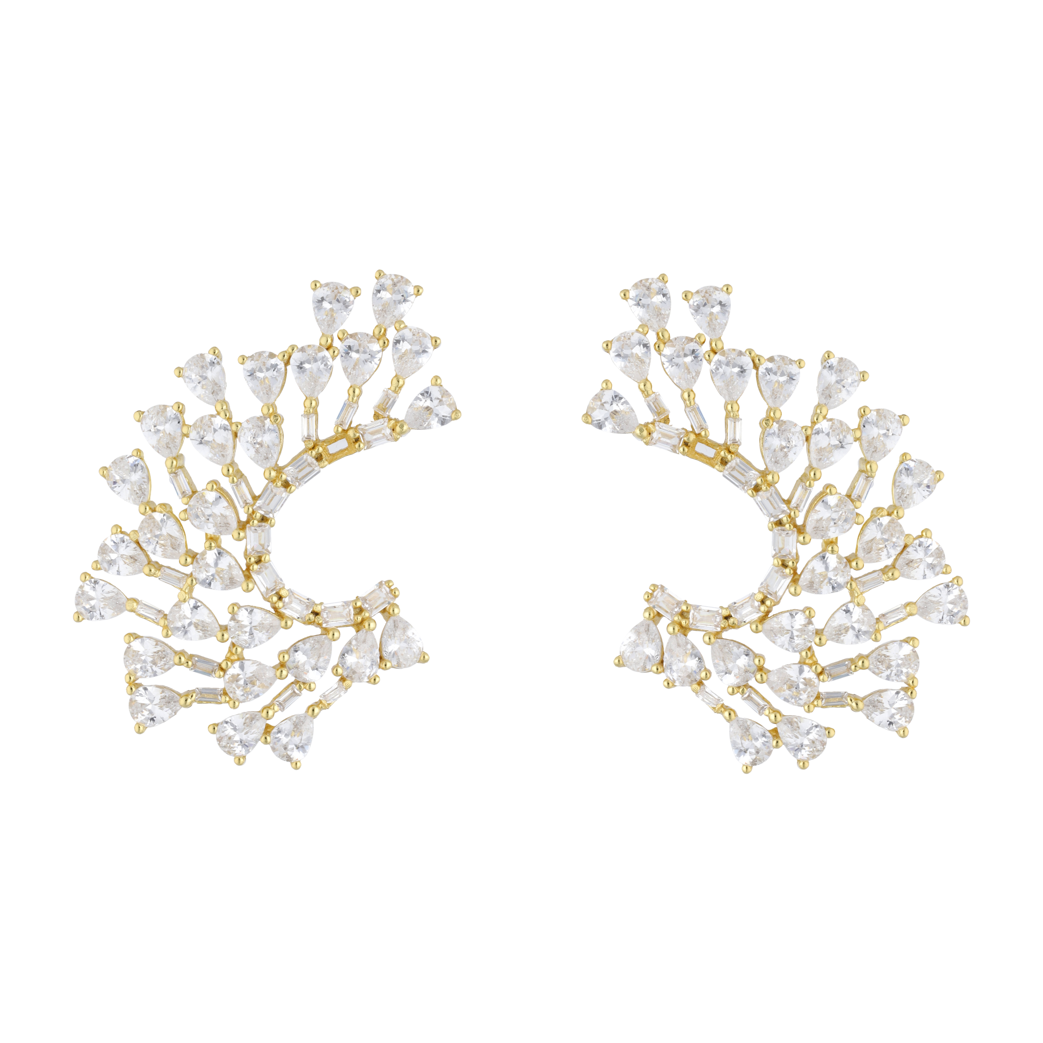 Aretes media luna circonias plata
