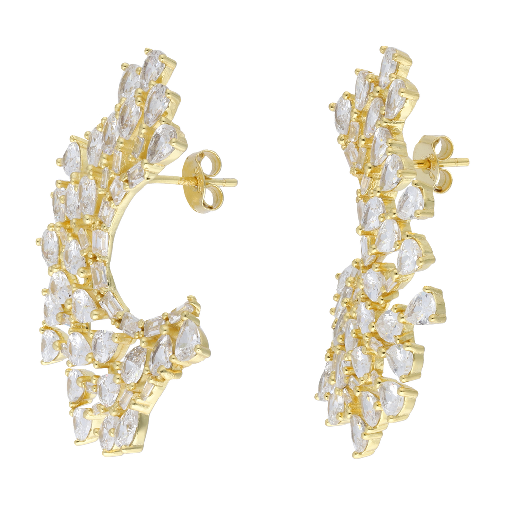 Aretes media luna circonias plata
