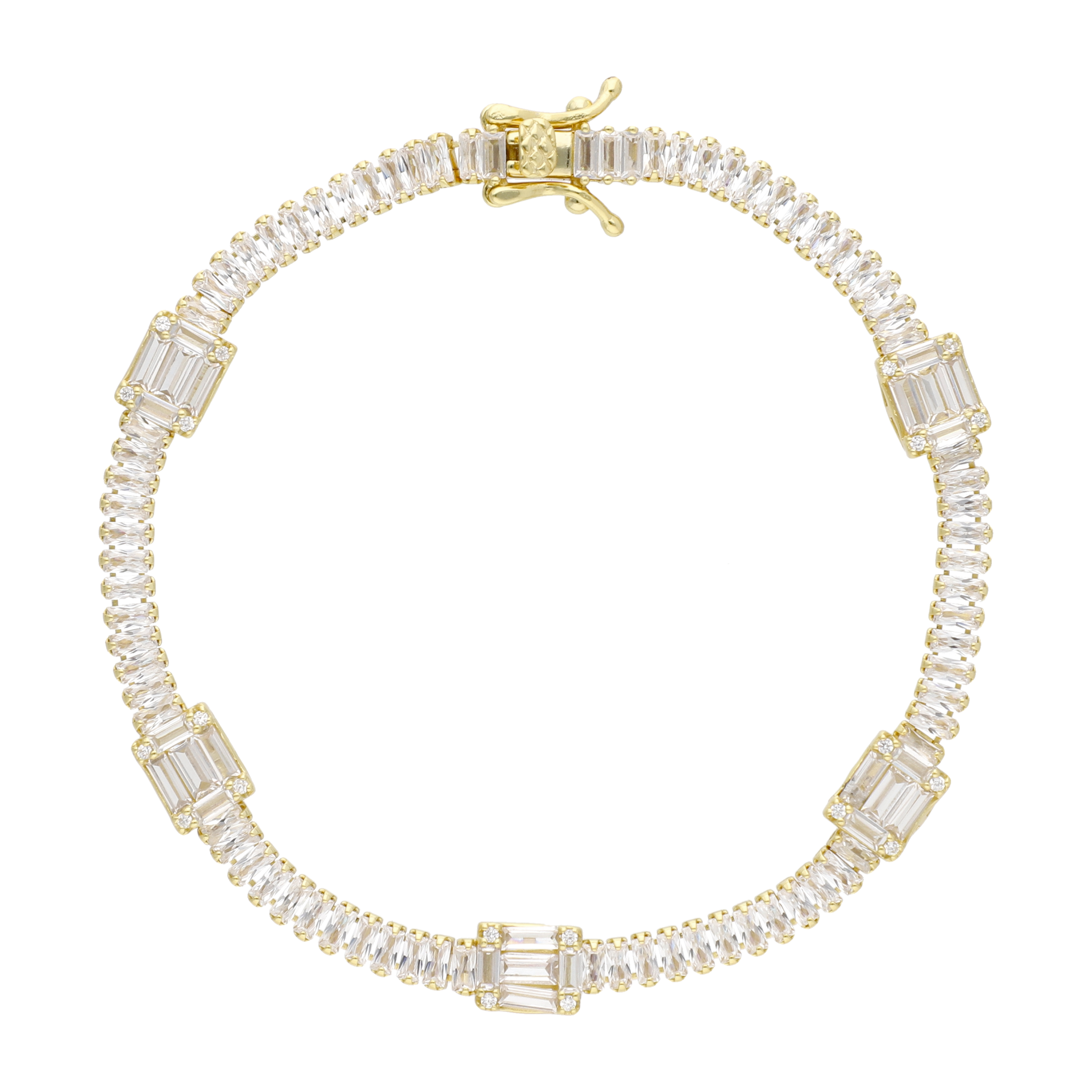 Pulsera tipo tennis baguettes circonias plata